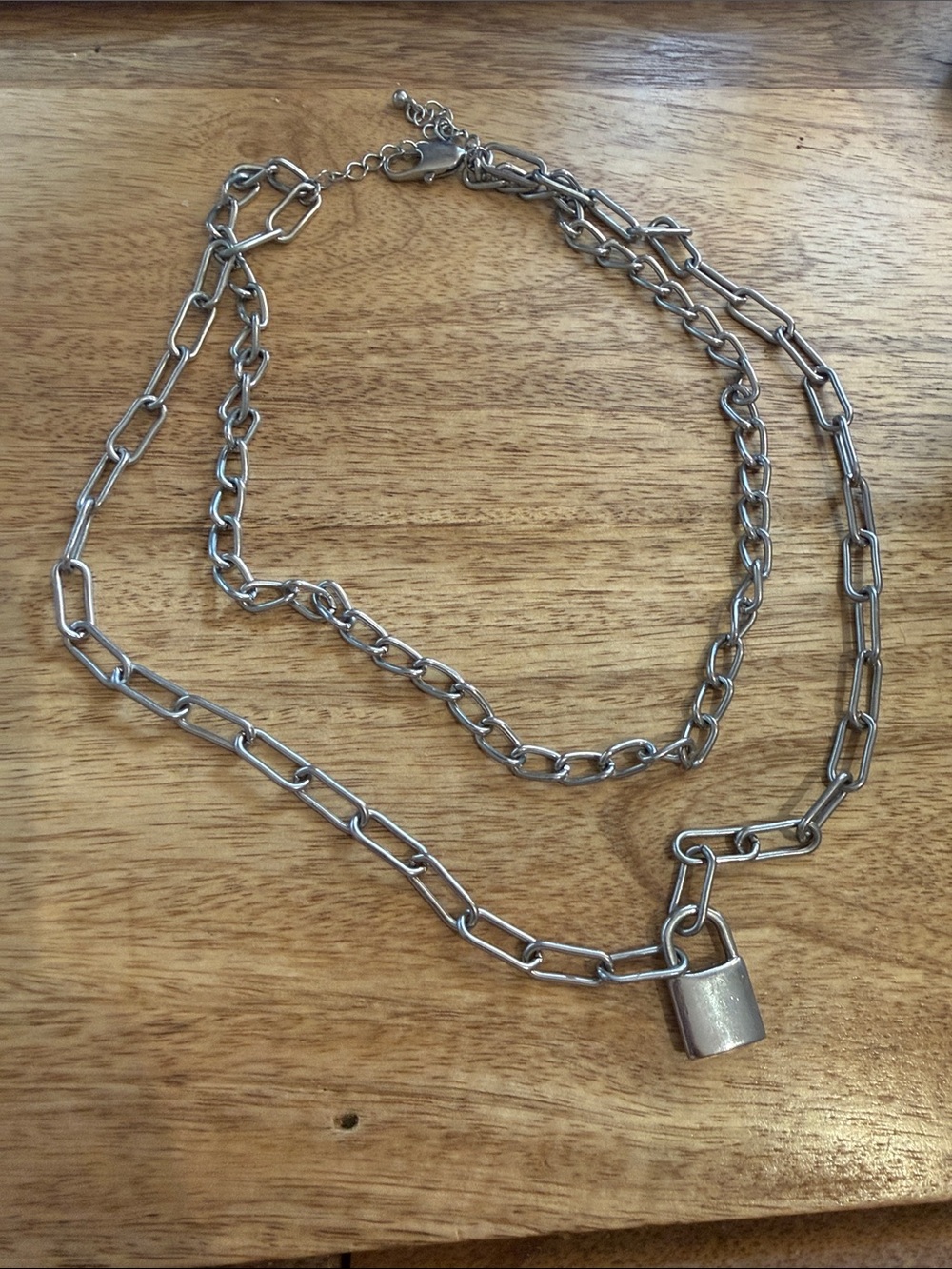 Multi layer silver necklace